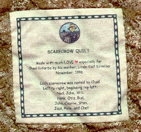 Scarecrow Quilt Label